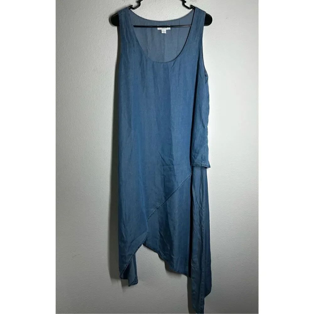 INTRO LYOCELL BOHEMIAN SLEEVES DENIM DRESS SZ M BLUE